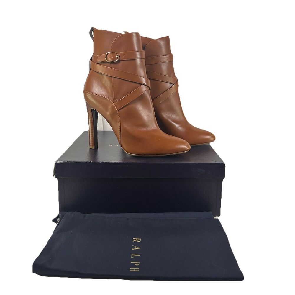 Ralph Lauren Purple Label Kourtney Bo-Bte Brown Ankle Boots EU 41 US 10.5 NIB